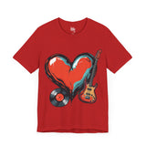 Heart & Music Graphic T-Shirt - Navy Blue Style