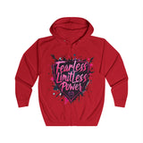 Fearless Limitless Power Hoodie – Motivational Graphic Zip-Up