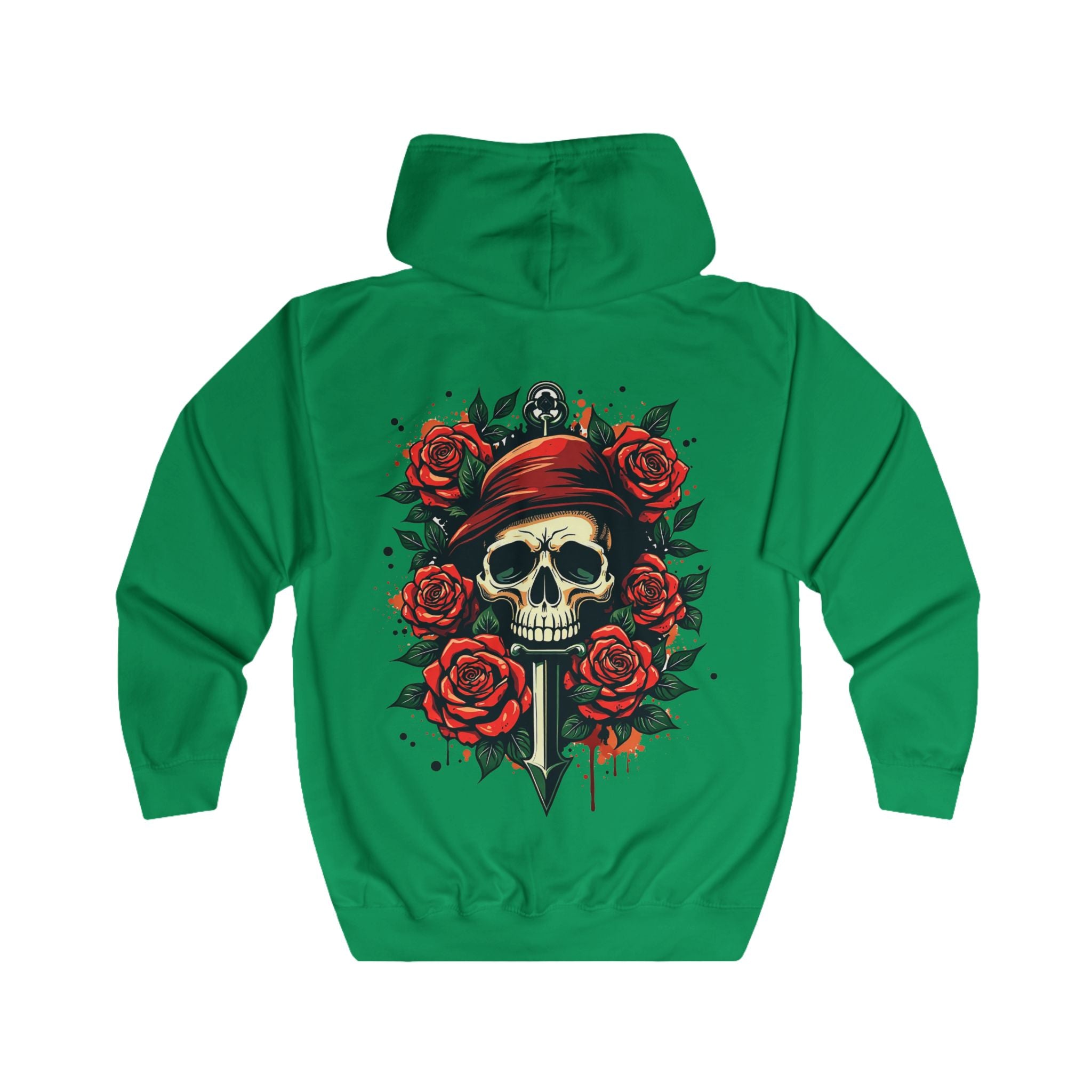 Urban Streetwear Fearless Skull & Roses Tattoo Hoodie