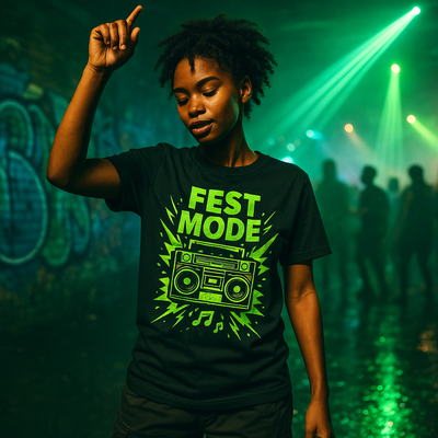 Fest Mode Neon Boombox T-Shirt – Arteo Design UK