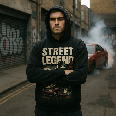 Street Legend – Urban Drift Hoodie Graphic Tee