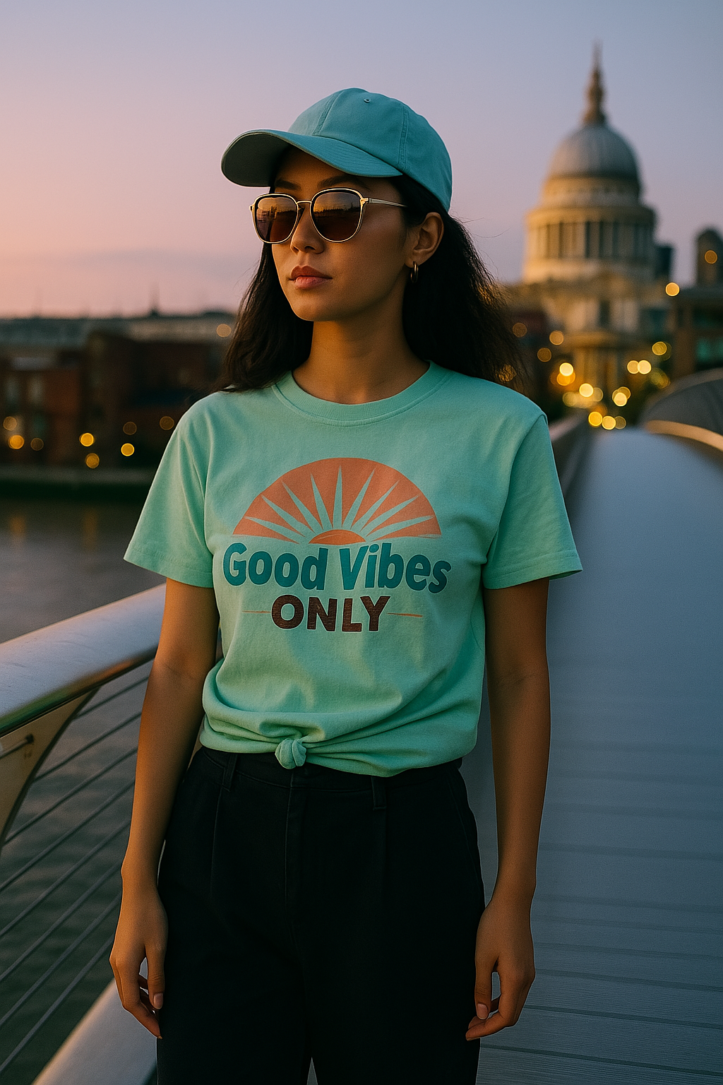 Good Vibes Only Positive Energy Typography T-Shirt