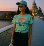 Good Vibes Only Positive Energy Typography T-Shirt