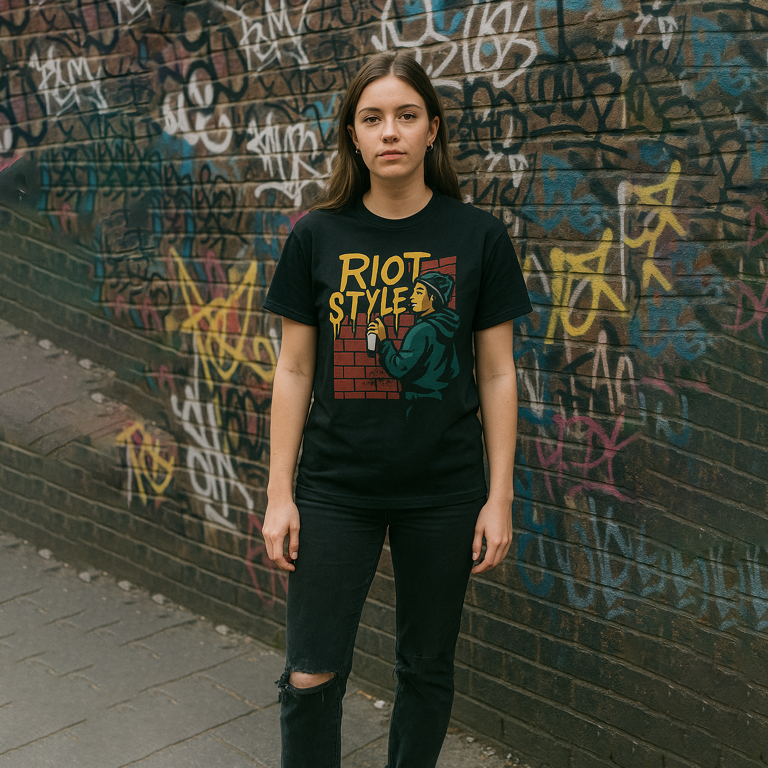Riot Style T-Shirt – Black Urban Graffiti Tee UK