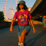 Retro Skater Girl T-Shirt - Vibrant 80s Style