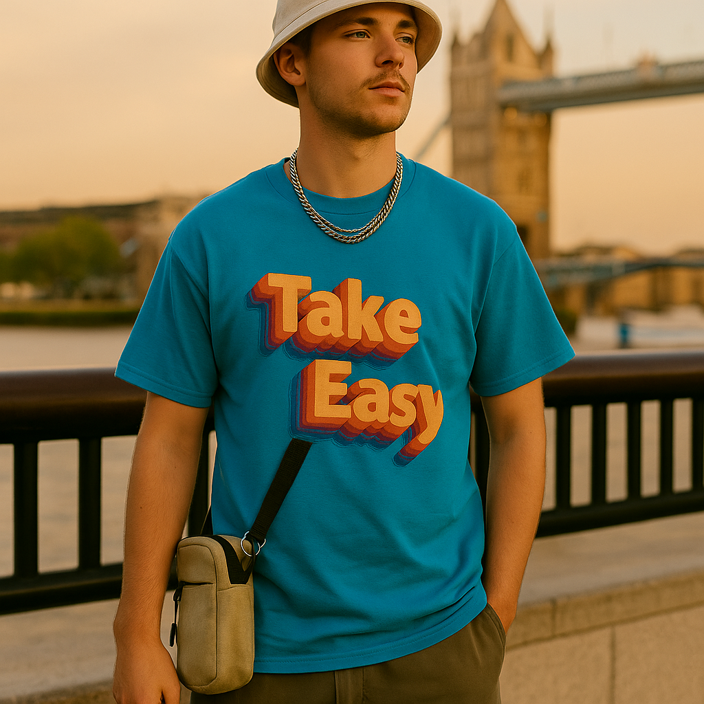 Take It Easy 3D Typography Modern Vibes T-Shirt