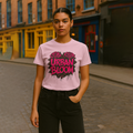 Urban Bloom Pink Rose Tee | Street Art Floral Shirt