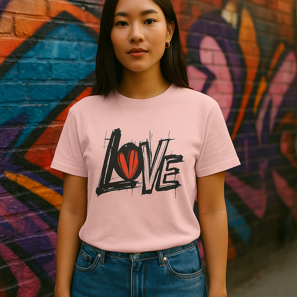 Pink Love Graffiti T-Shirt - Valentine's Day Streetwear