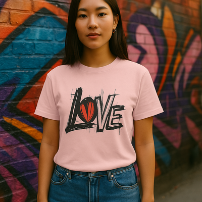 Pink Love Graffiti T-Shirt - Valentine's Day Streetwear