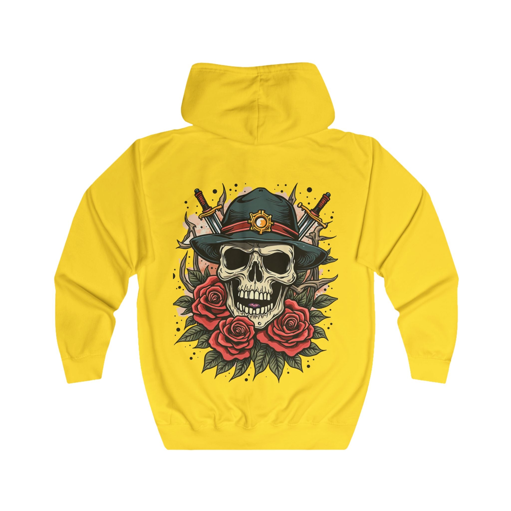 Men’s Skull and Roses Graphic Hoodie - Edgy Urban Style