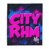 City Rhythm Fleece Blanket – Bold Pink & Blue Urban Beats