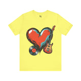 Navy Blue Heart & Music Graphic T-Shirt