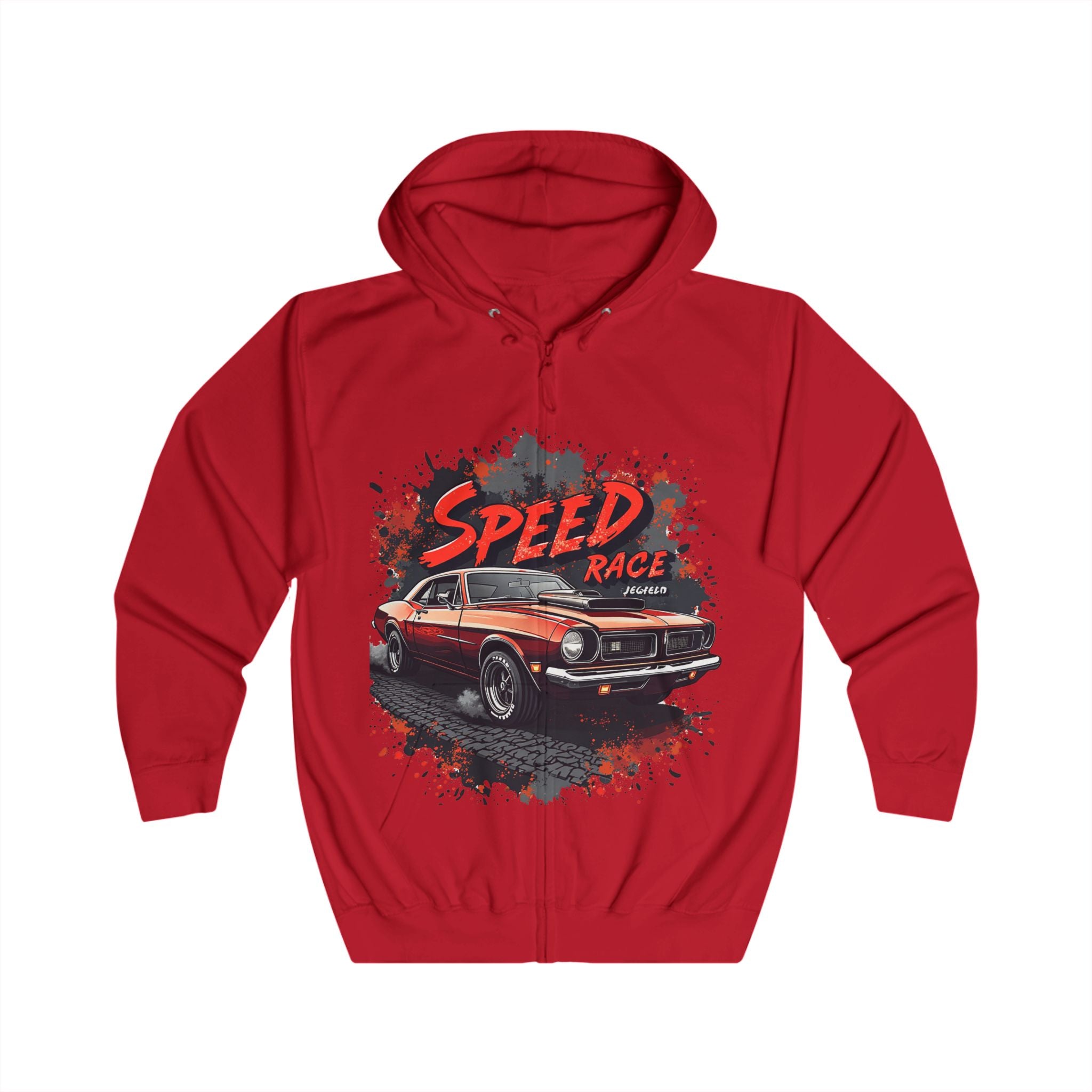 Speed Legend Men's Racing Hoodie - Bold Car Graphic Zip-Up