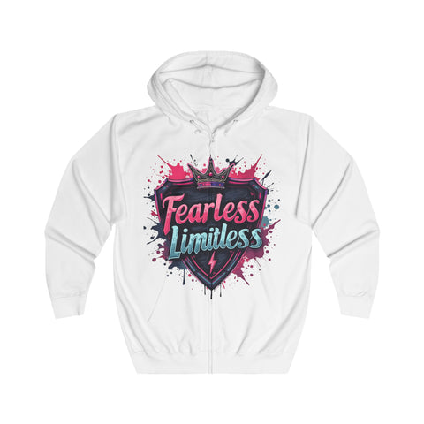 Fearless Limitless Hoodie – Empowering Graphic Zip-Up