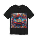 Navy Sports Car Graffiti T-Shirt – Bold Urban Graphic Tee for Car Enthusiasts