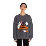 Happy Halloween Sweatshirt – Spooky Ghosts and Pumpkin Design