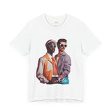 Edgy '80s Fashion Duo T-Shirt – Retro Style Streetwear Graphic Tee