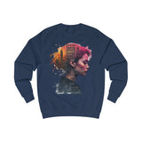 Urban Portrait Navy Sweatshirt – Cityscape & Woman Graphic