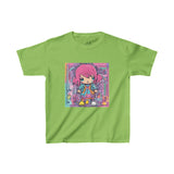 Cute Pink Cartoon Girl T-Shirt – Colorful Urban Art Style