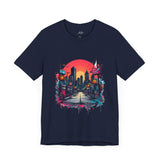 Sunset City Street T-Shirt – Vibrant Urban Skyline Art Tee