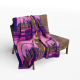 London Dreamscape Fleece Blanket – Bold Pink & Purple City Vibes