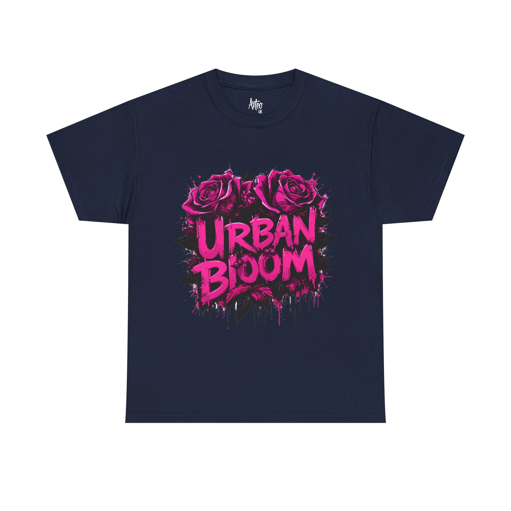 Urban Bloom Pink Rose Tee | Street Art Floral Shirt