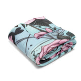 Girl Power Floral Fleece Blanket – Empowering Pastel Decor