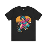 Retro Skater Girl T-Shirt - Vibrant 80s Style