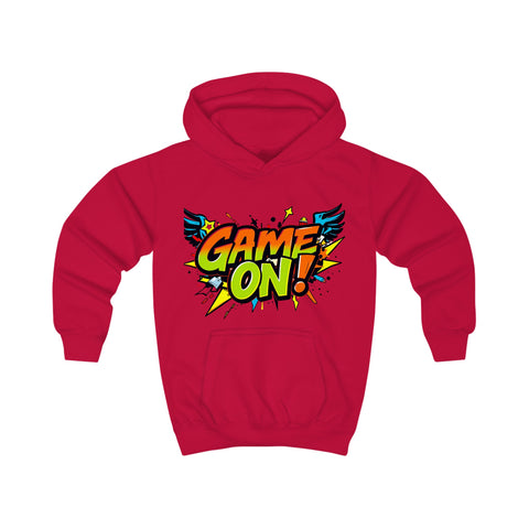 "Game On!" Kids' Hoodie – Fun Comic-Style Design in Red