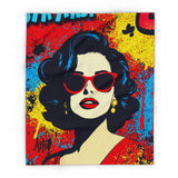 Retro Diva Fleece Blanket – Vibrant Pop Art Fashion