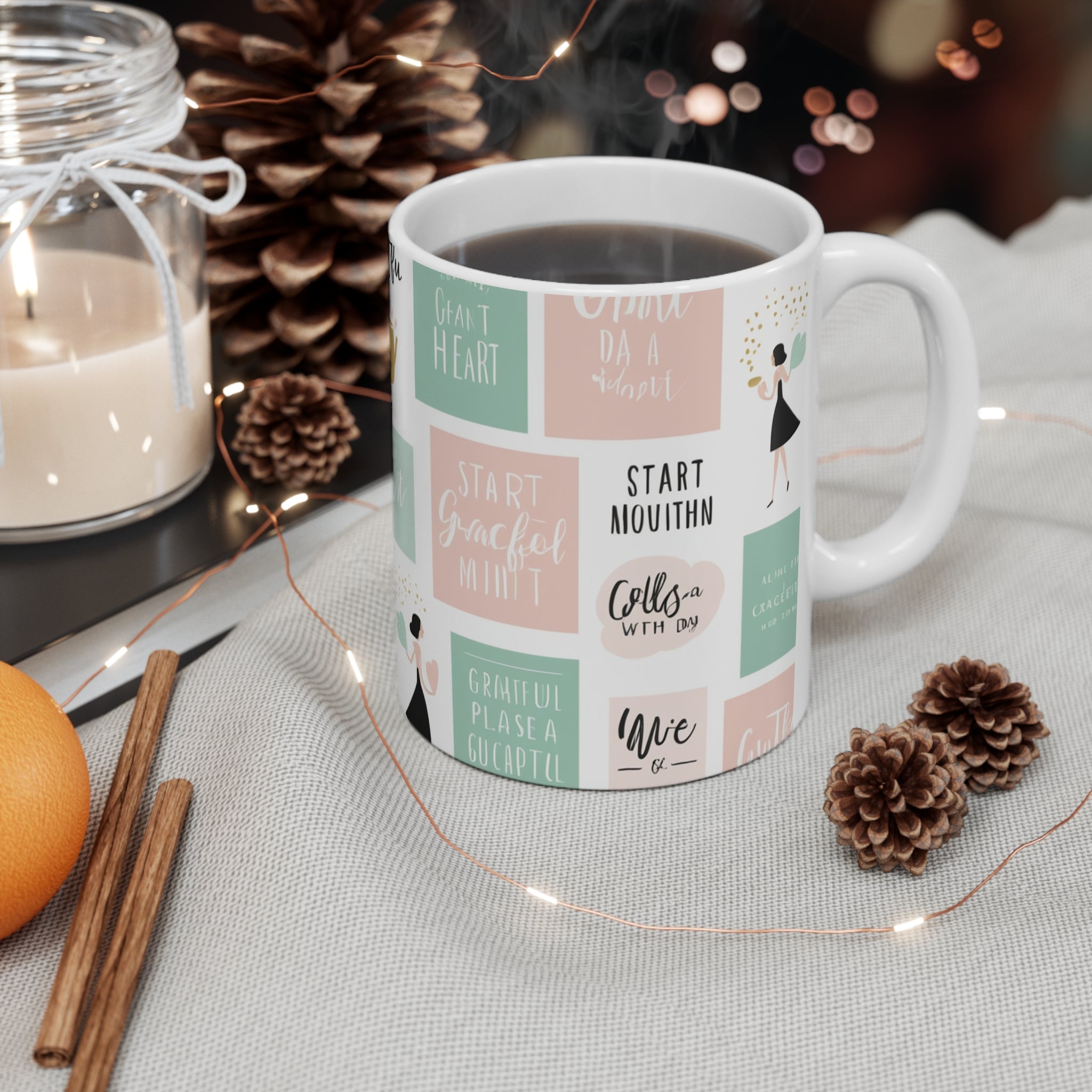 Grateful Heart Collage Mug - Start Each Day with Gratitude