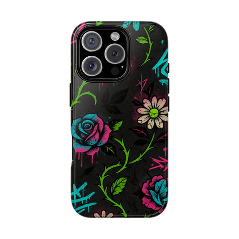 Urban Floral Graffiti Phone Case – Neon Street Art Vibes for iPhone & Samsung