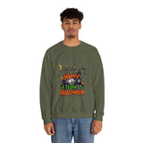 "Happy Halloween" Kids' Sweatshirt – Fun Ghosts & Pumpkin Design in Orange