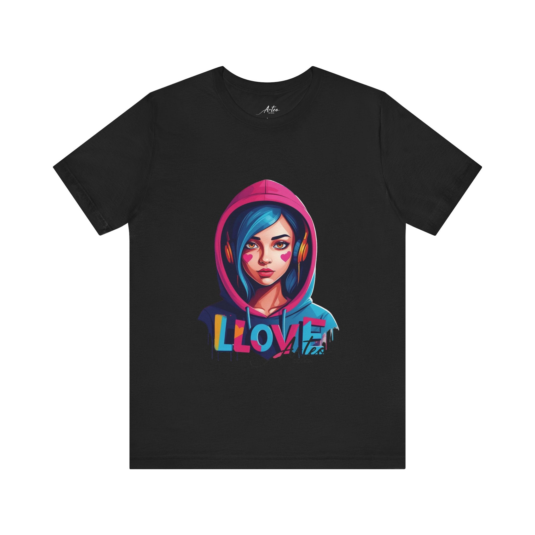 Hoodie Girl Graphic T-Shirt – Cool Urban Art Love Design