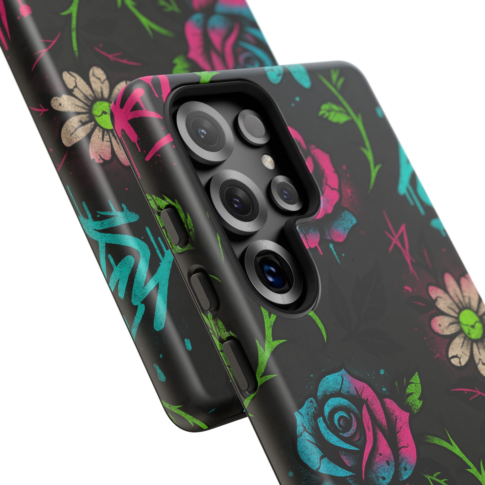 Urban Floral Graffiti Phone Case – Neon Street Art Vibes for iPhone & Samsung