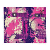 Vibrant London Skyline Fleece Blanket – Pink & Purple Landmarks