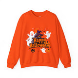 Happy Halloween Sweatshirt – Spooky Ghosts and Pumpkin Design