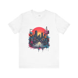 Sunset City Street T-Shirt – Vibrant Urban Skyline Art Tee