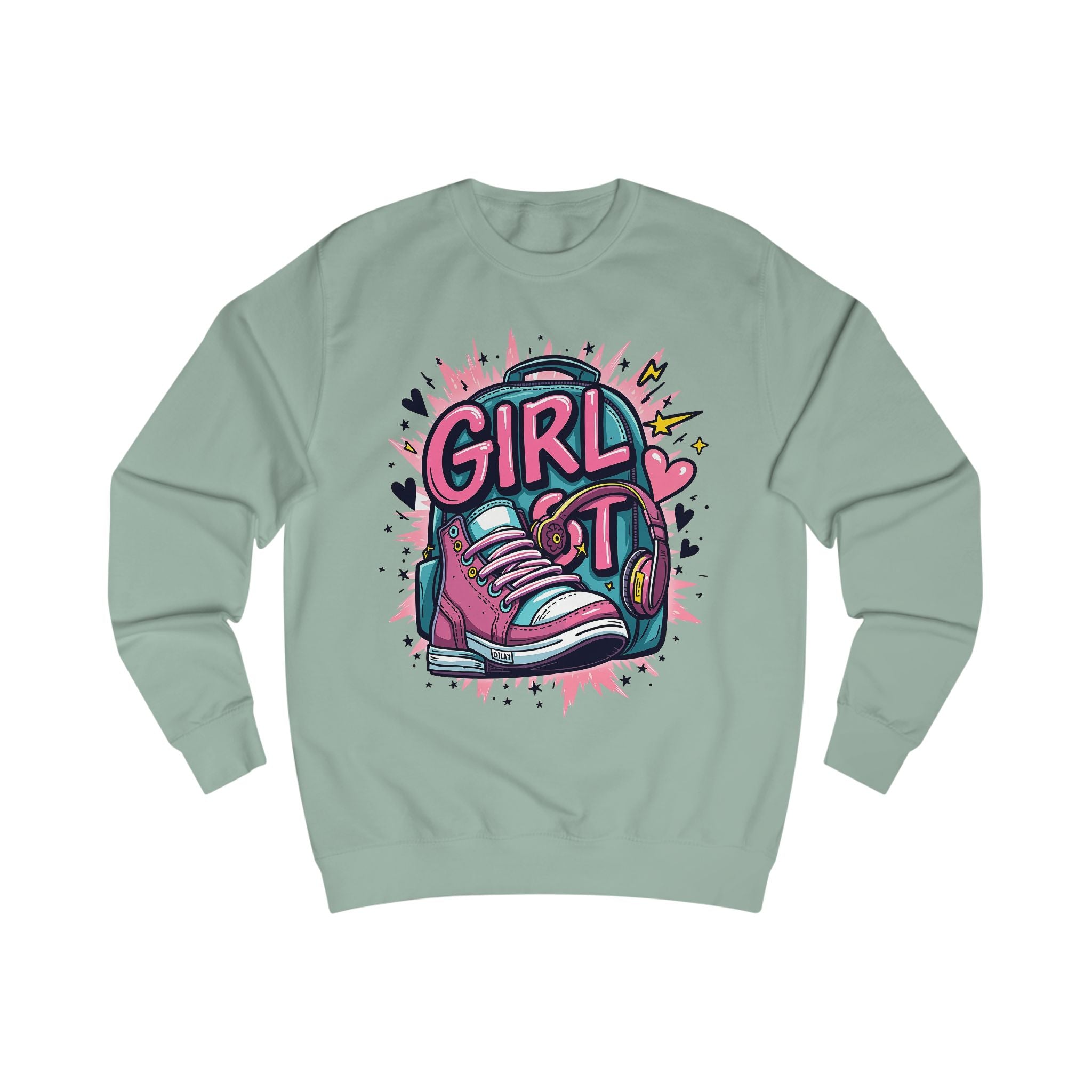 Girl Power Green Sweatshirt – Graphic Sneakers & Backpack