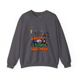 "Happy Halloween" Kids' Sweatshirt – Fun Ghosts & Pumpkin Design in Orange