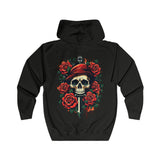 Urban Streetwear Fearless Skull & Roses Tattoo Hoodie