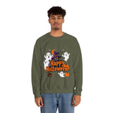 Happy Halloween Sweatshirt – Spooky Ghosts and Pumpkin Design