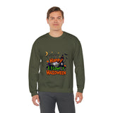 "Happy Halloween" Kids' Sweatshirt – Fun Ghosts & Pumpkin Design in Orange