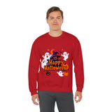 Happy Halloween Sweatshirt – Spooky Ghosts and Pumpkin Design