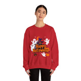 Happy Halloween Sweatshirt – Spooky Ghosts and Pumpkin Design