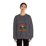 "Happy Halloween" Kids' Sweatshirt – Fun Ghosts & Pumpkin Design in Orange