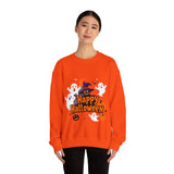 Happy Halloween Sweatshirt – Spooky Ghosts and Pumpkin Design