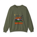 "Happy Halloween" Kids' Sweatshirt – Fun Ghosts & Pumpkin Design in Orange