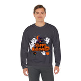 Happy Halloween Sweatshirt – Spooky Ghosts and Pumpkin Design