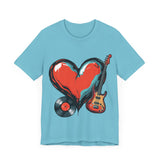 Heart & Music Graphic T-Shirt - Navy Blue Style